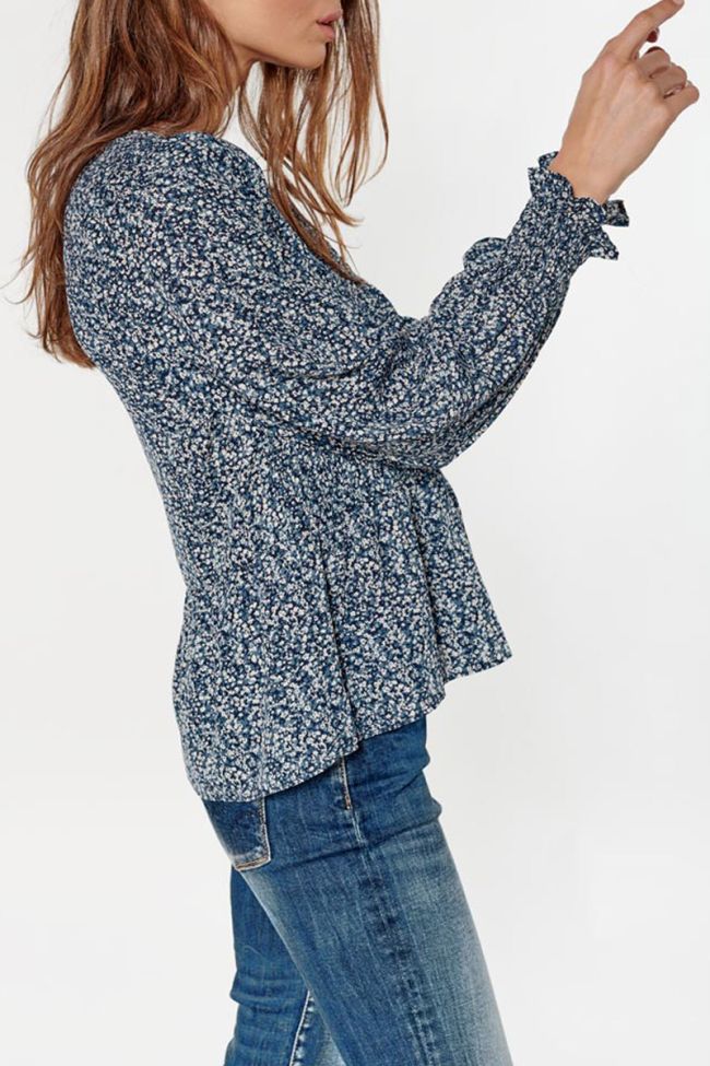 Blouse Song à motif fleuri bleu