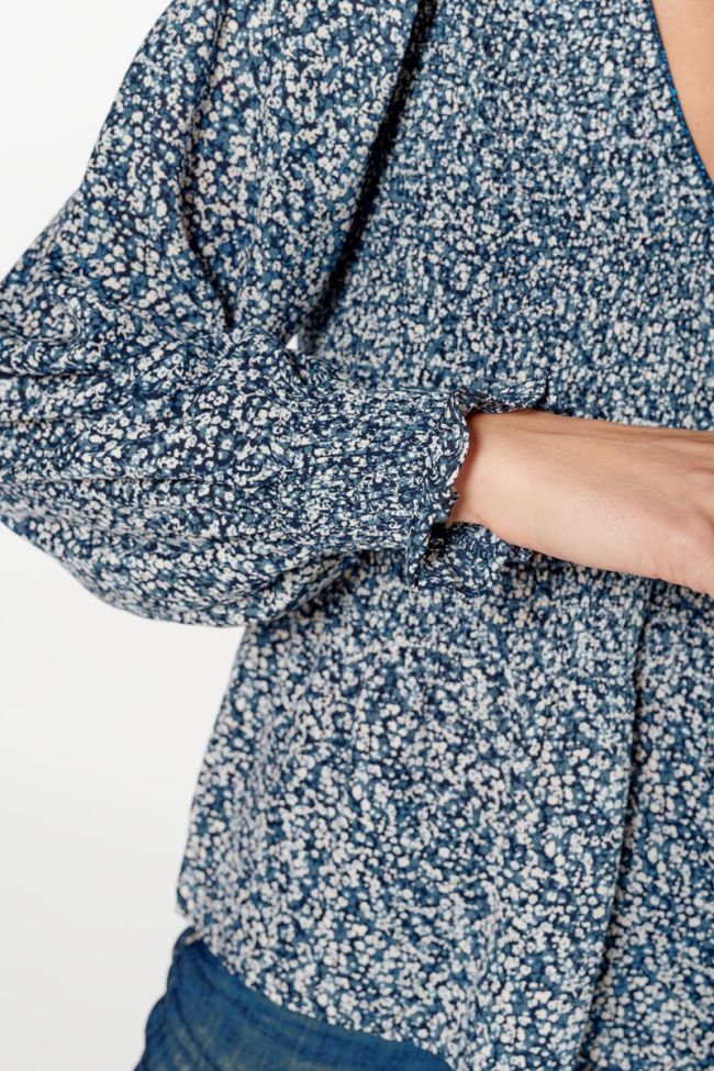 Blouse Song à motif fleuri bleu