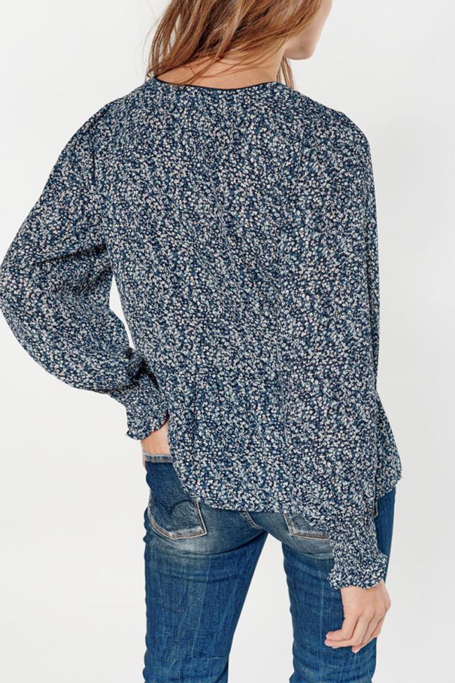 Blouse Song à motif fleuri bleu