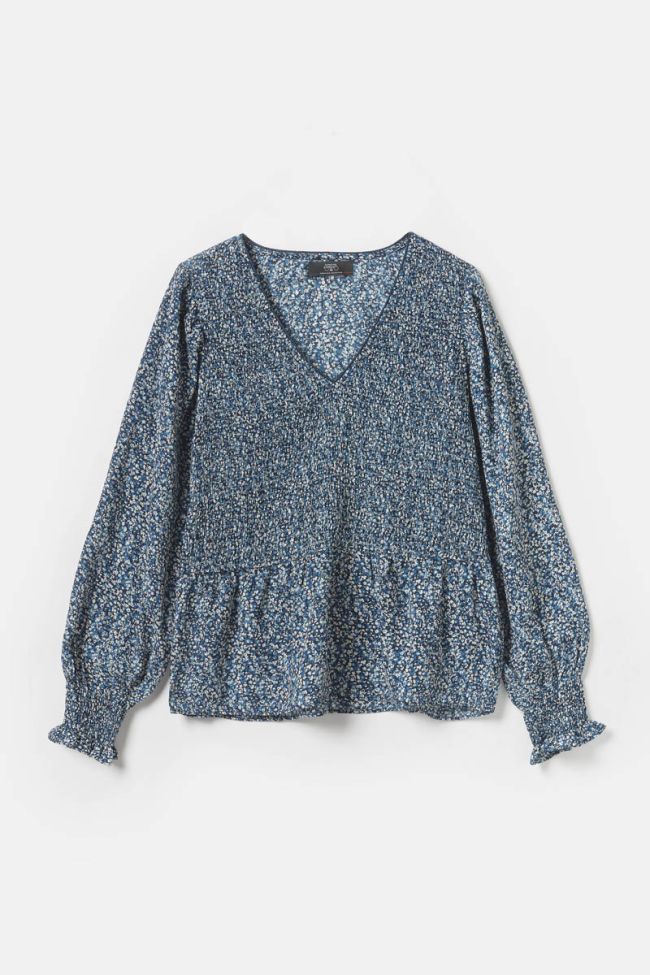 Blouse Song à motif fleuri bleu