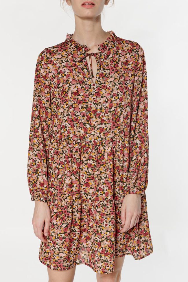 Robe Sun à motif fleuri rose