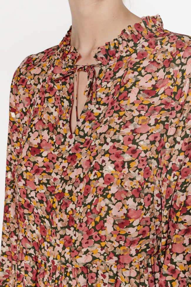 Robe Sun à motif fleuri rose