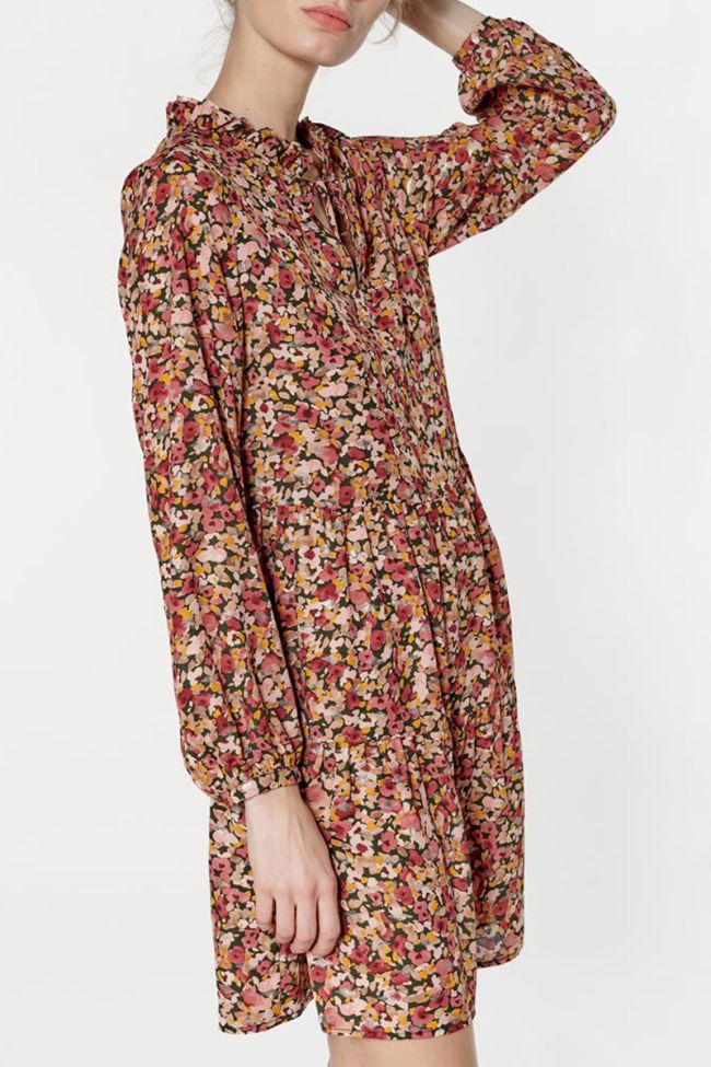 Robe Sun à motif fleuri rose