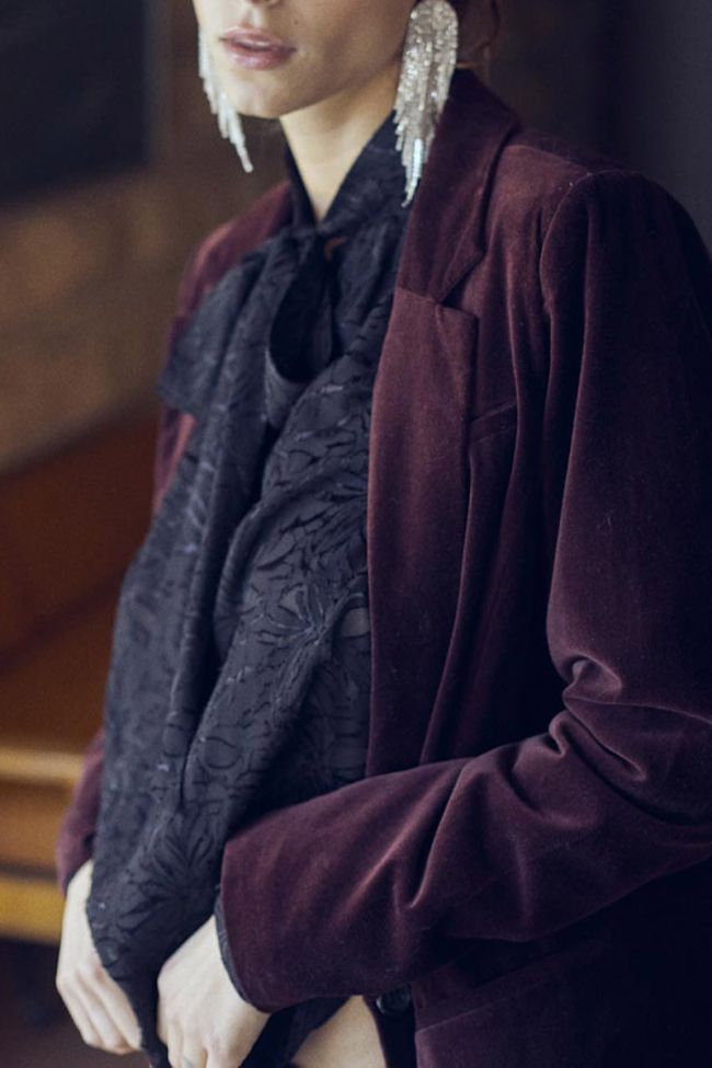 Veste blazer Tamise en velours bordeaux