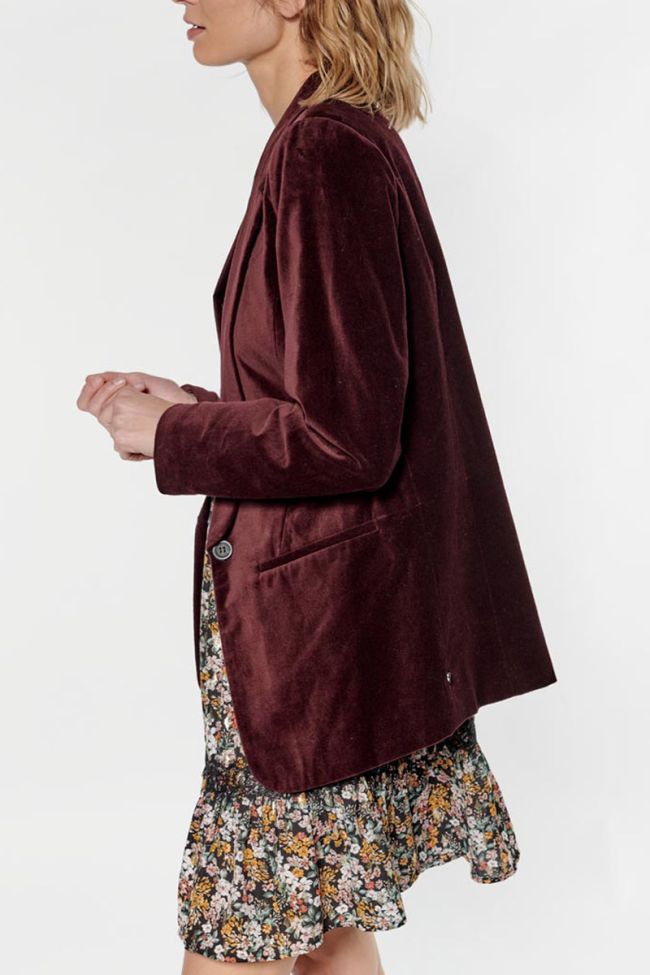 Veste blazer Tamise en velours bordeaux