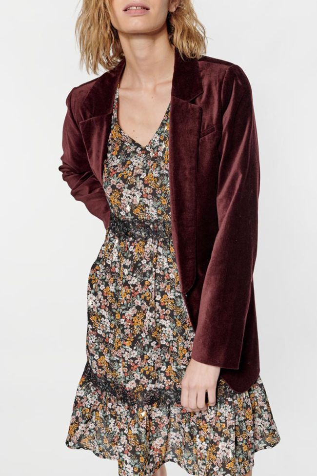 Veste blazer Tamise en velours bordeaux