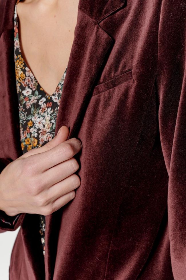 Veste blazer Tamise en velours bordeaux