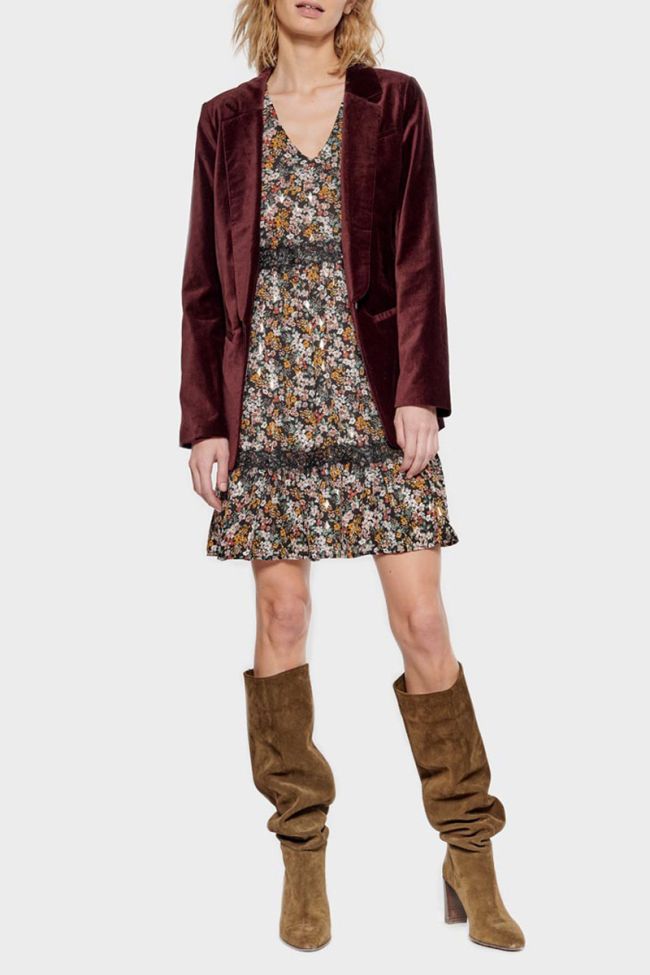 Veste blazer Tamise en velours bordeaux