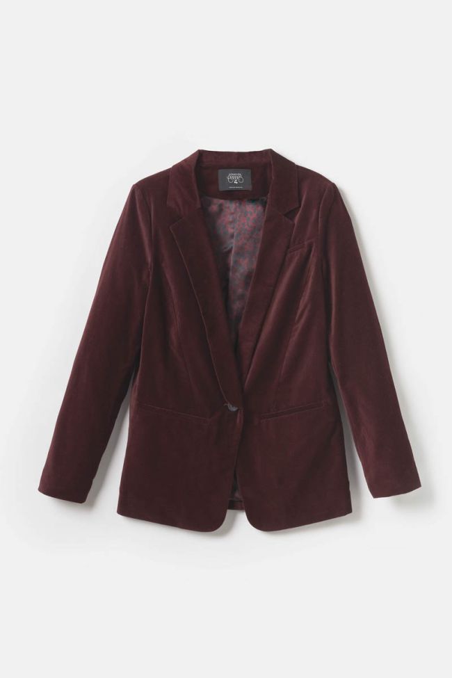 Veste blazer Tamise en velours bordeaux