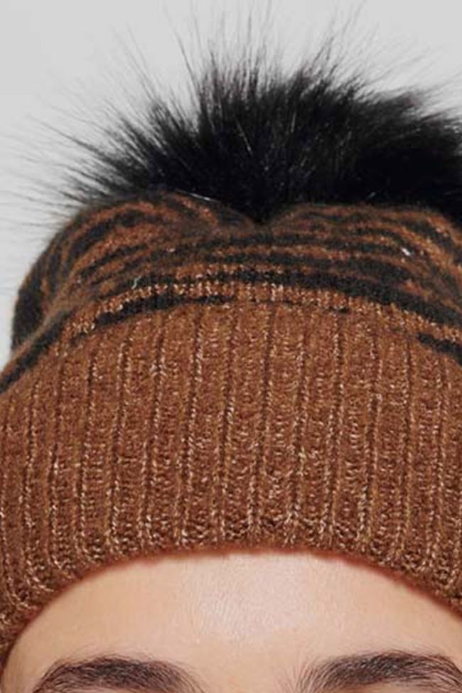 Bonnet Zeb à motif zèbre marron