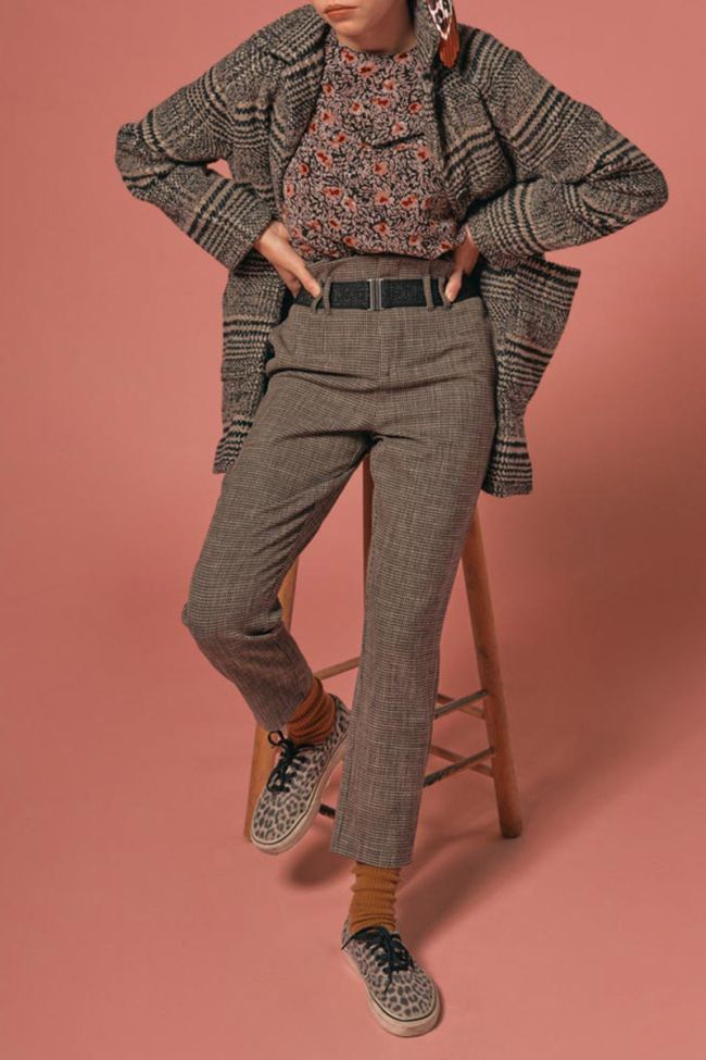 Manteau Darlengi à carreaux marron