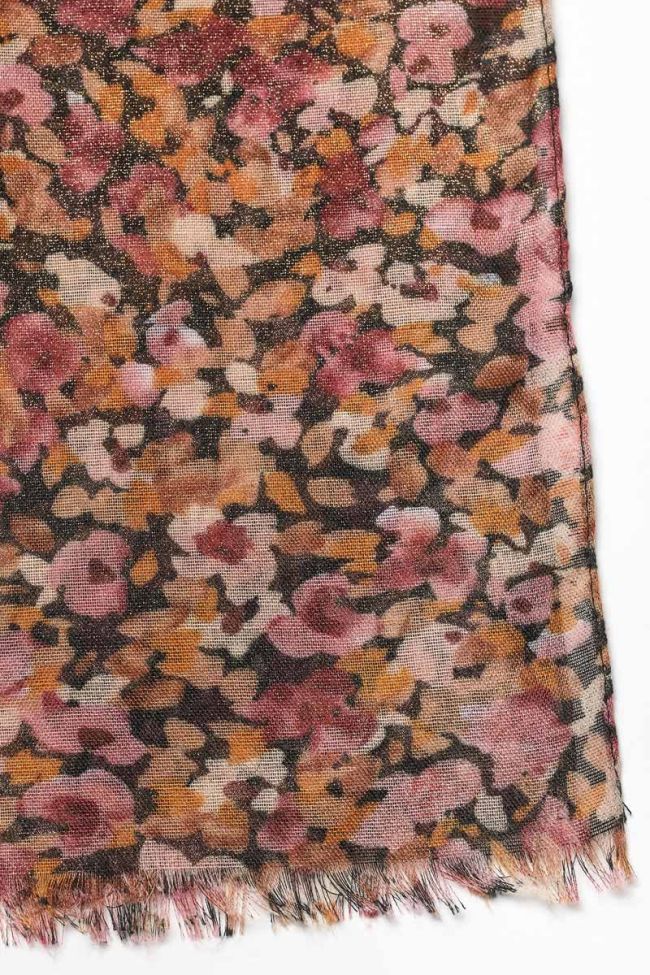 Foulard Musegi à motif fleuri rose