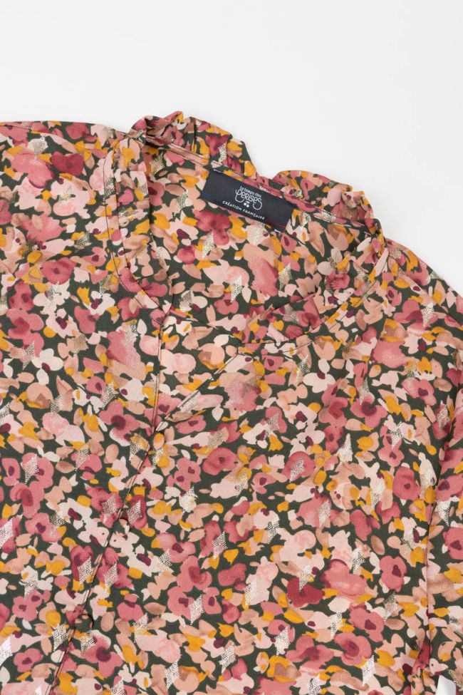Blouse Rossgi à motif fleuri vieux rose