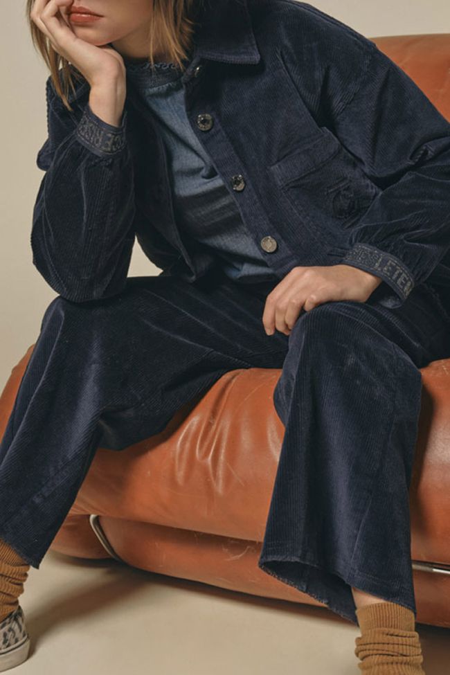 Veste Suttergi en velours bleu marine