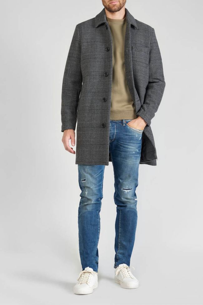 Manteau Medil à carreaux gris et noir