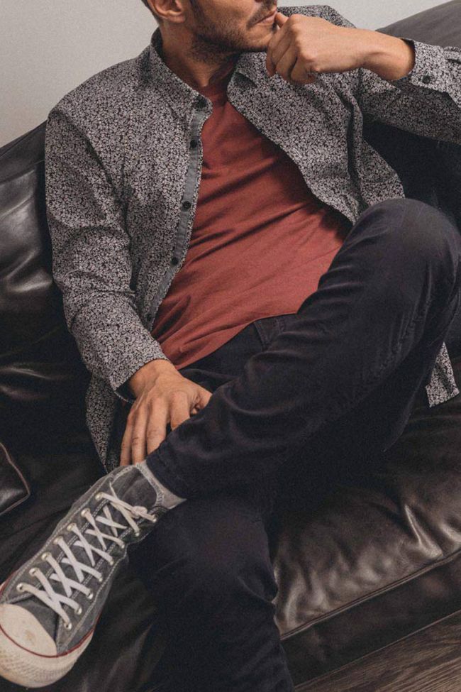 Chemise Navel noire à motif fleuri