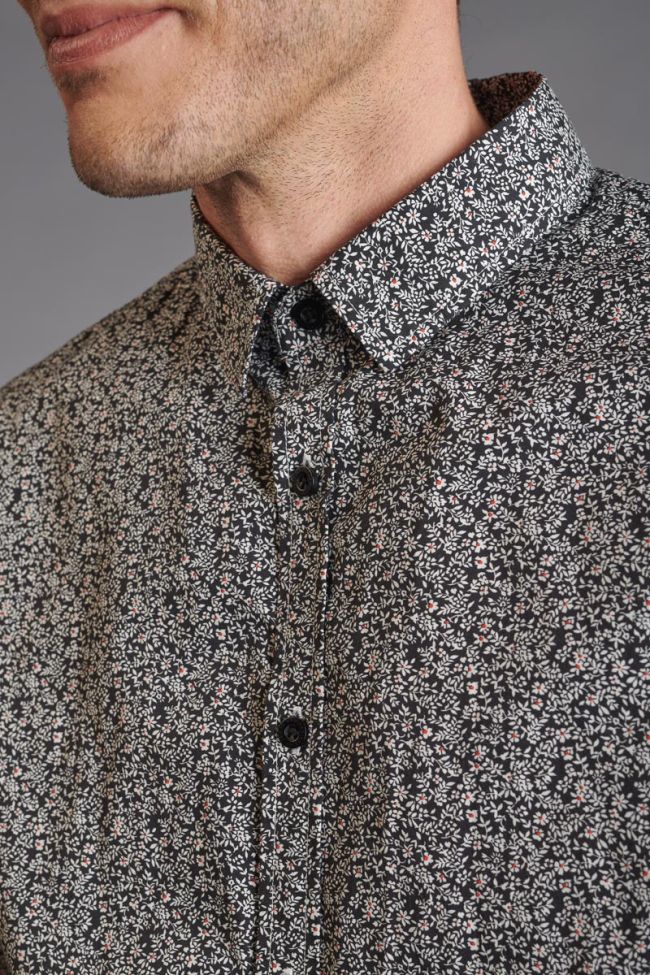 Chemise Navel noire à motif fleuri