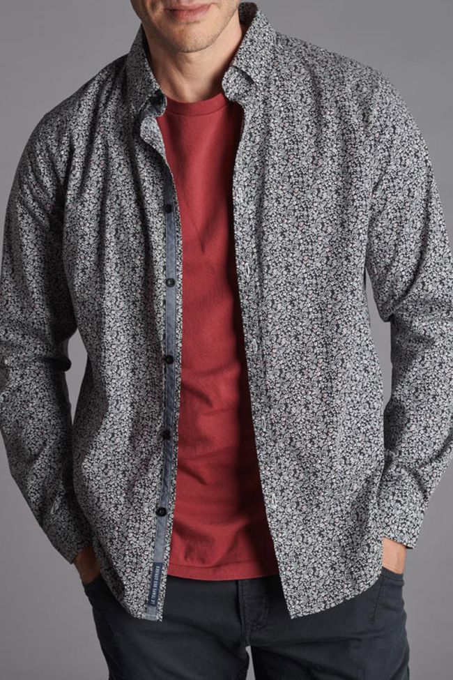Chemise Navel noire à motif fleuri