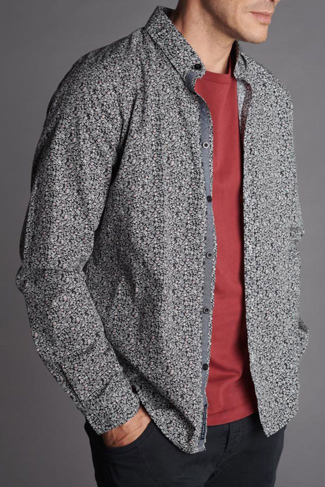 Chemise Navel noire à motif fleuri