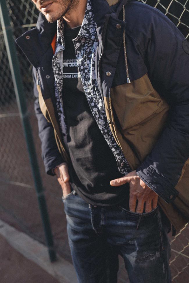 Parka Norel kaki et bleu marine