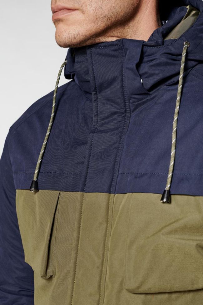Parka Norel kaki et bleu marine