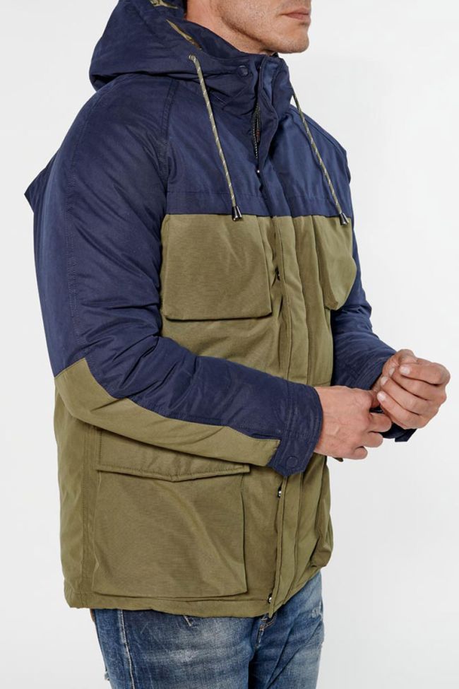 Parka Norel kaki et bleu marine