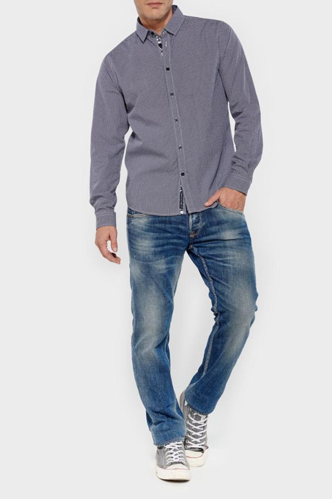 Chemise Pisto bleue marine à motif graphique