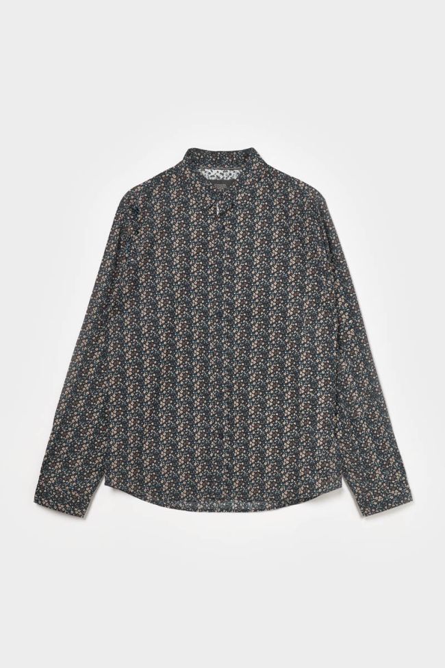 Chemise Selba noire à motif fleuri 
