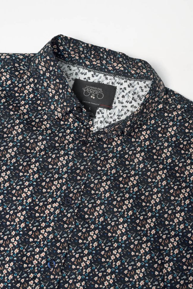 Chemise Selba noire à motif fleuri 