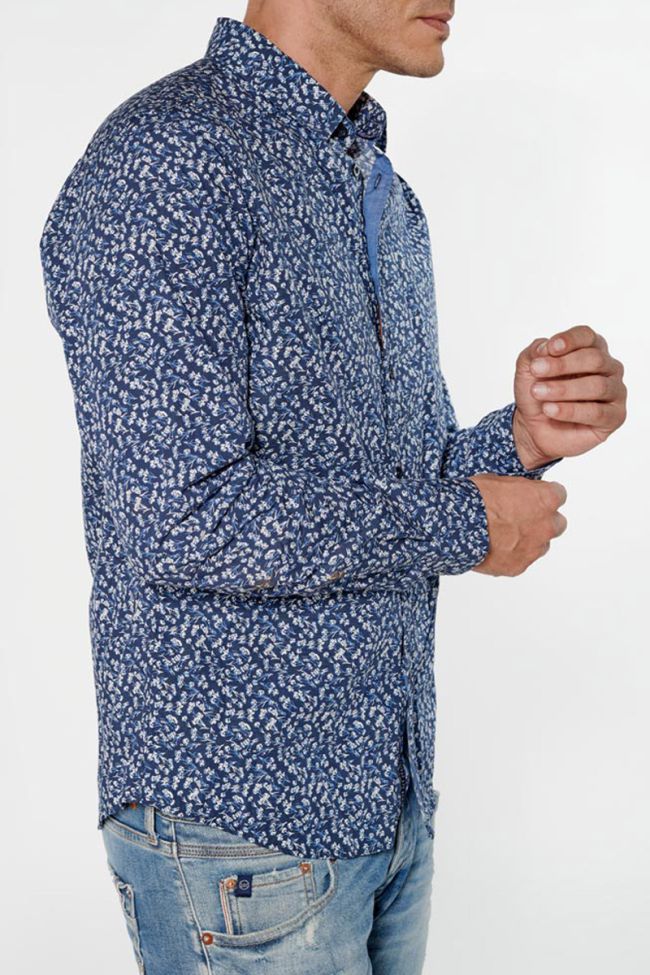 Chemise Sobel bleue marine à motif fleuri