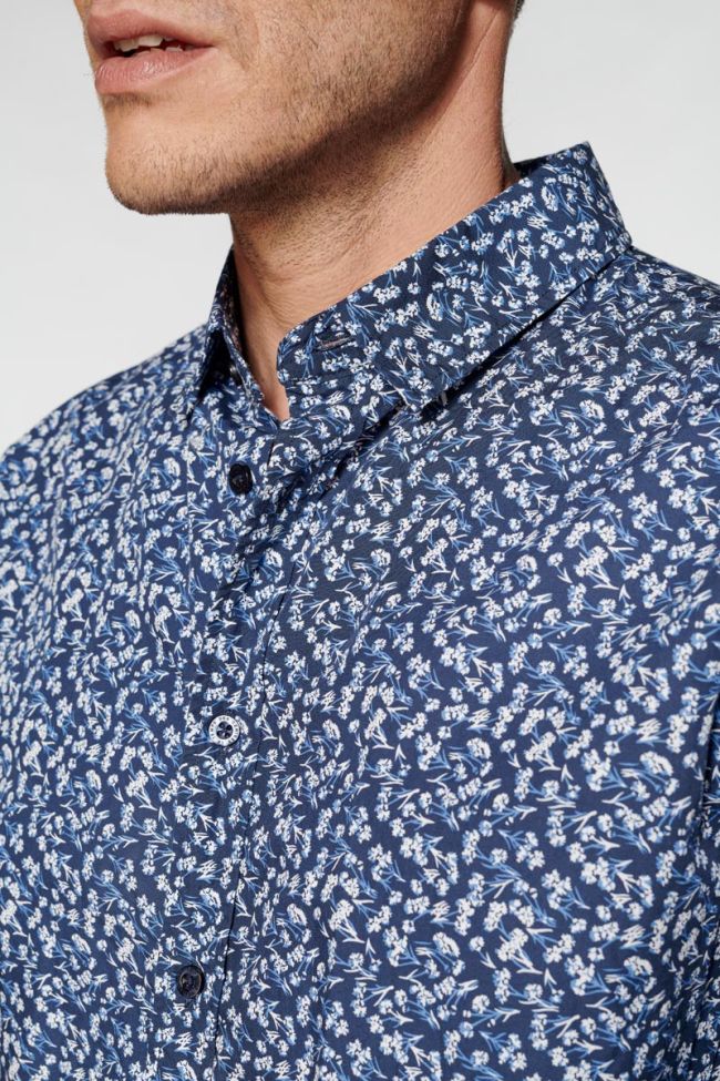 Chemise Sobel bleue marine à motif fleuri