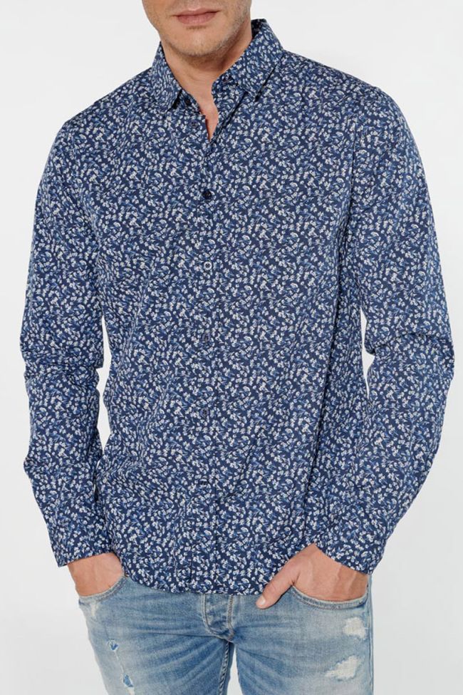 Chemise Sobel bleue marine à motif fleuri