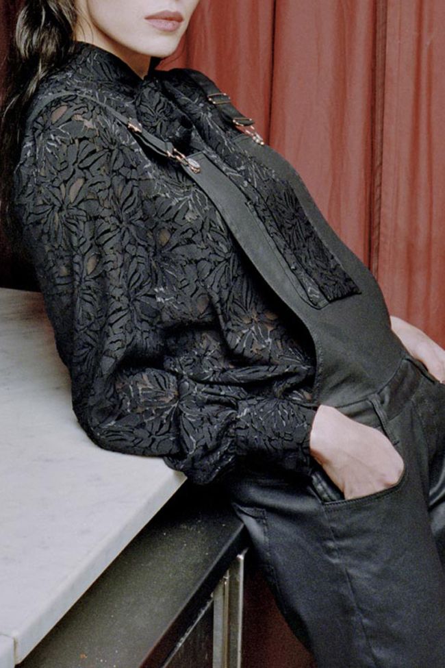 Salopette Ali en jeans noir enduit