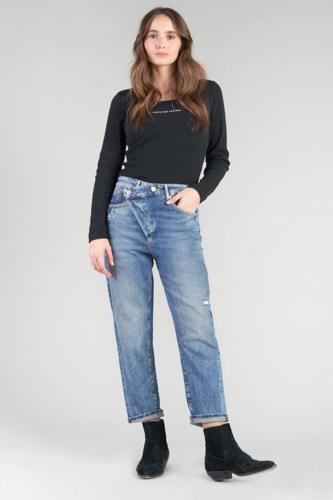 Jeans boyfit Cosy 7/8ème destroy vintage bleu N°4