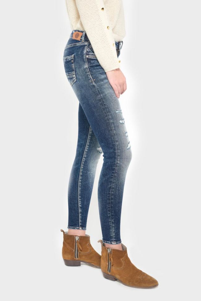 Tiapa power skinny 7/8ème jeans destroy vintage bleu N°2