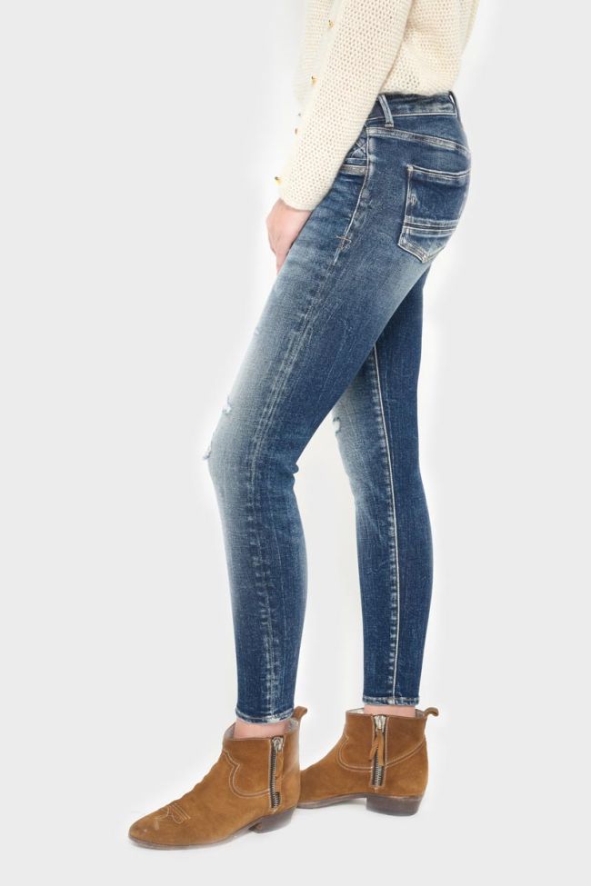 Tiapa power skinny 7/8ème jeans destroy vintage bleu N°2