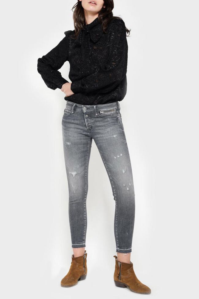 Vibe power skinny 7/8ème jeans destroy gris N°2