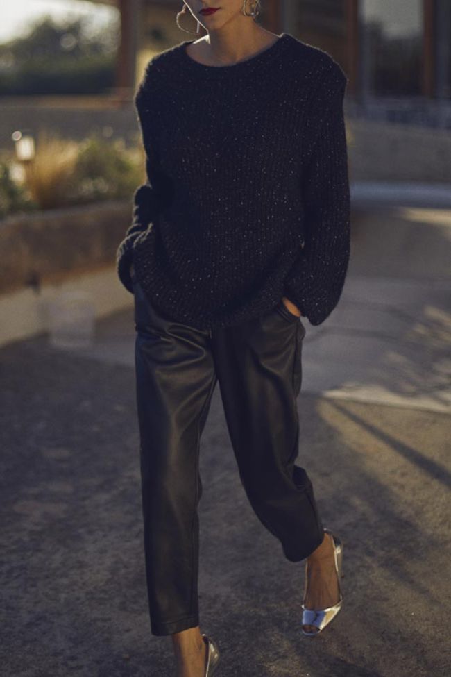 Pantalon en simili cuir Minet noir