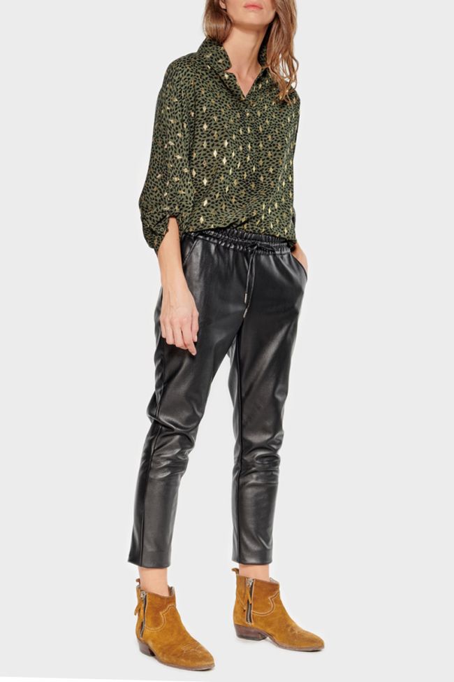 Pantalon en simili cuir Minet noir