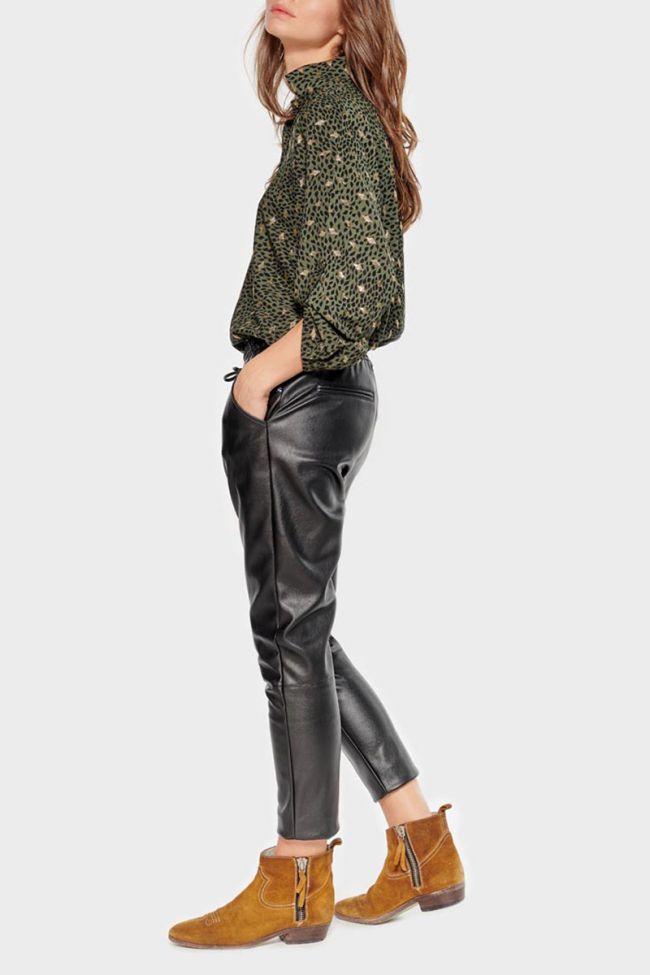 Pantalon en simili cuir Minet noir