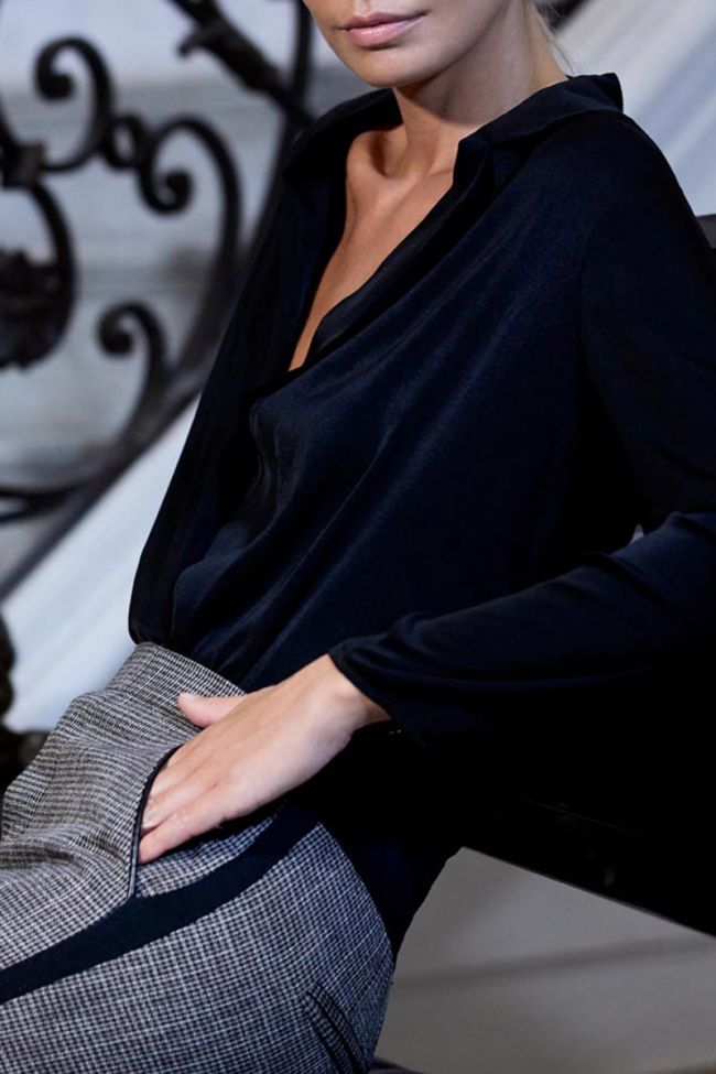 Pantalon Naga marron à motif pied de poule