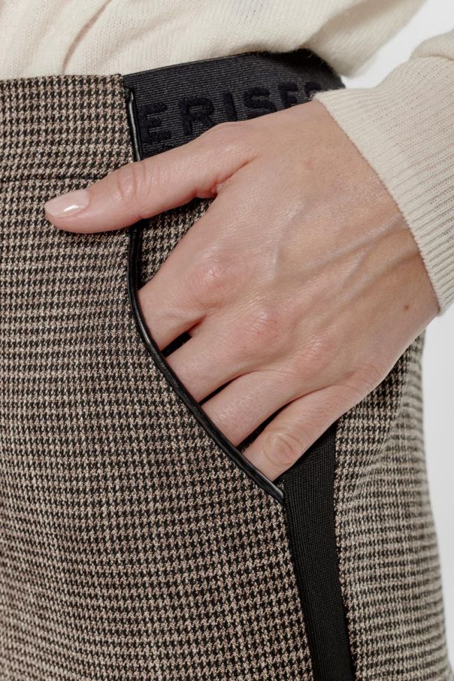 Pantalon Naga marron à motif pied de poule