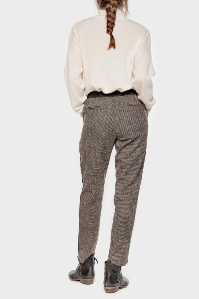 Pantalon Naga marron à motif pied de poule