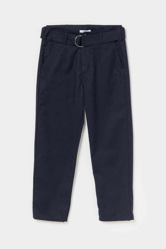 Pantalon chino taille haute Serena bleu marine à paillettes