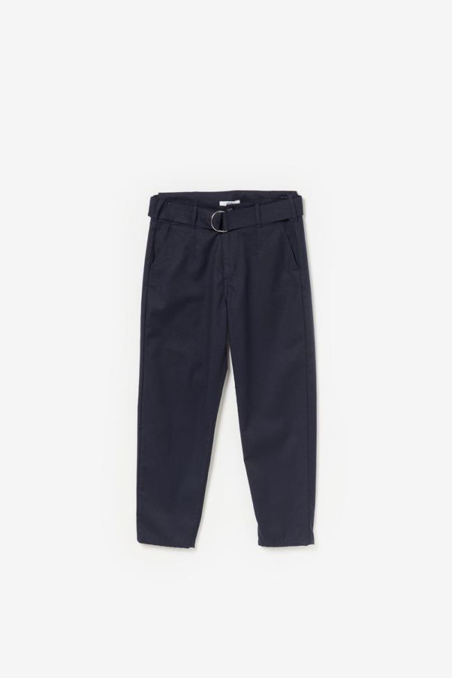 Pantalon chino taille haute Serena bleu marine à paillettes