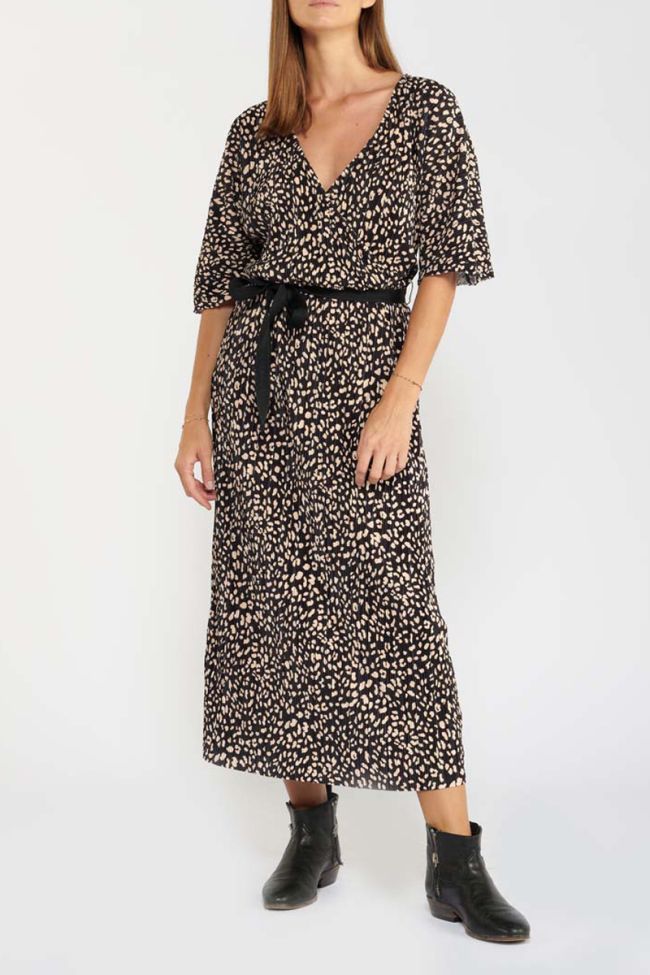 Robe longue Anie à motif léopard