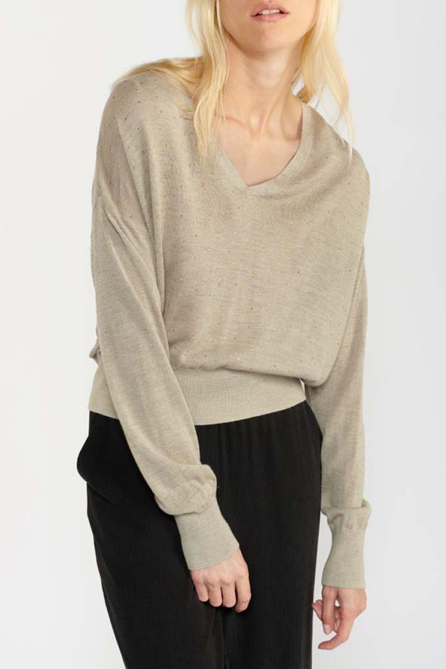 Pull Atlas beige en lin mélangé