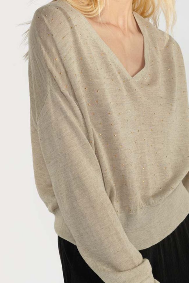 Pull Atlas beige en lin mélangé