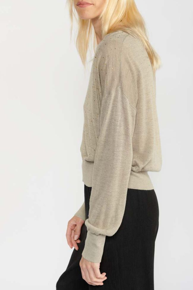 Pull Atlas beige en lin mélangé
