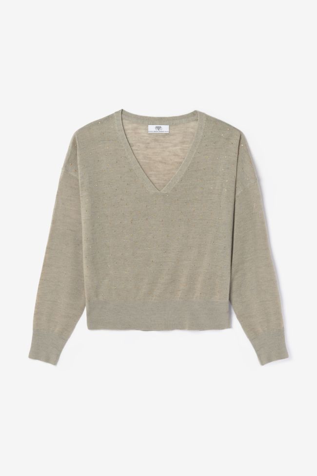 Pull Atlas beige en lin mélangé